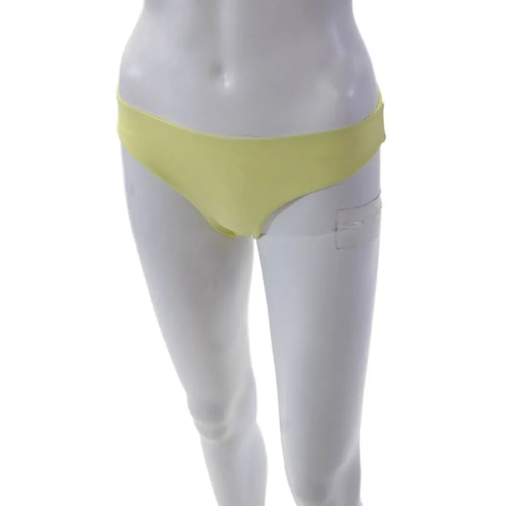 Jade Wmens Stretch Solid Pull On Bikini Bottoms Yellow Size XS
